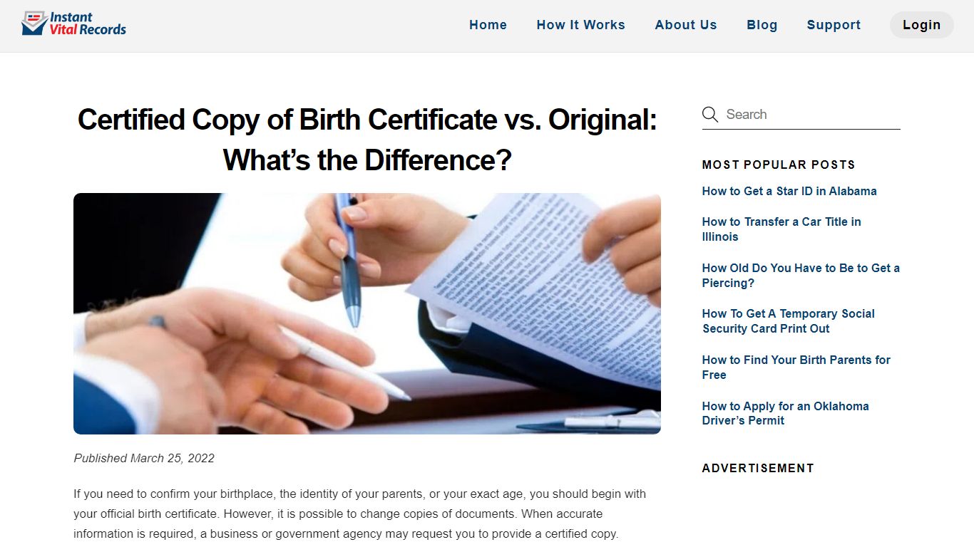 Certified Copy of Birth Certificate vs. Original ... - InstantVitalRecords